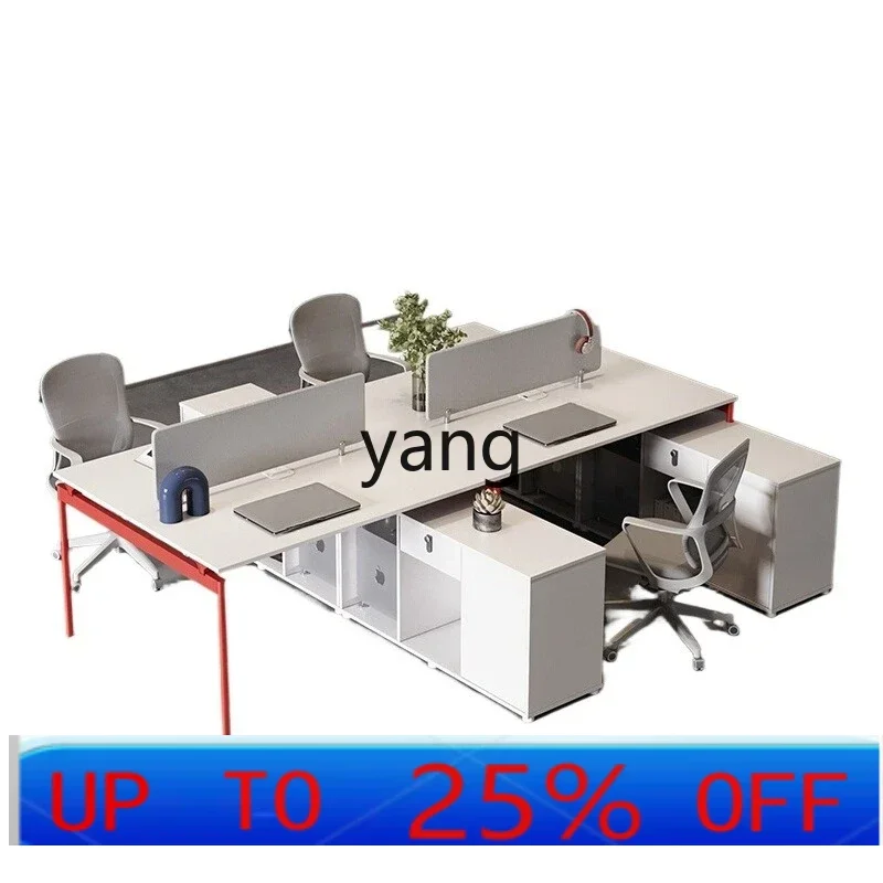 

LH Staff Office Desk and Chair Combination White Double Face to Face Screen Workstation Financial Accounting