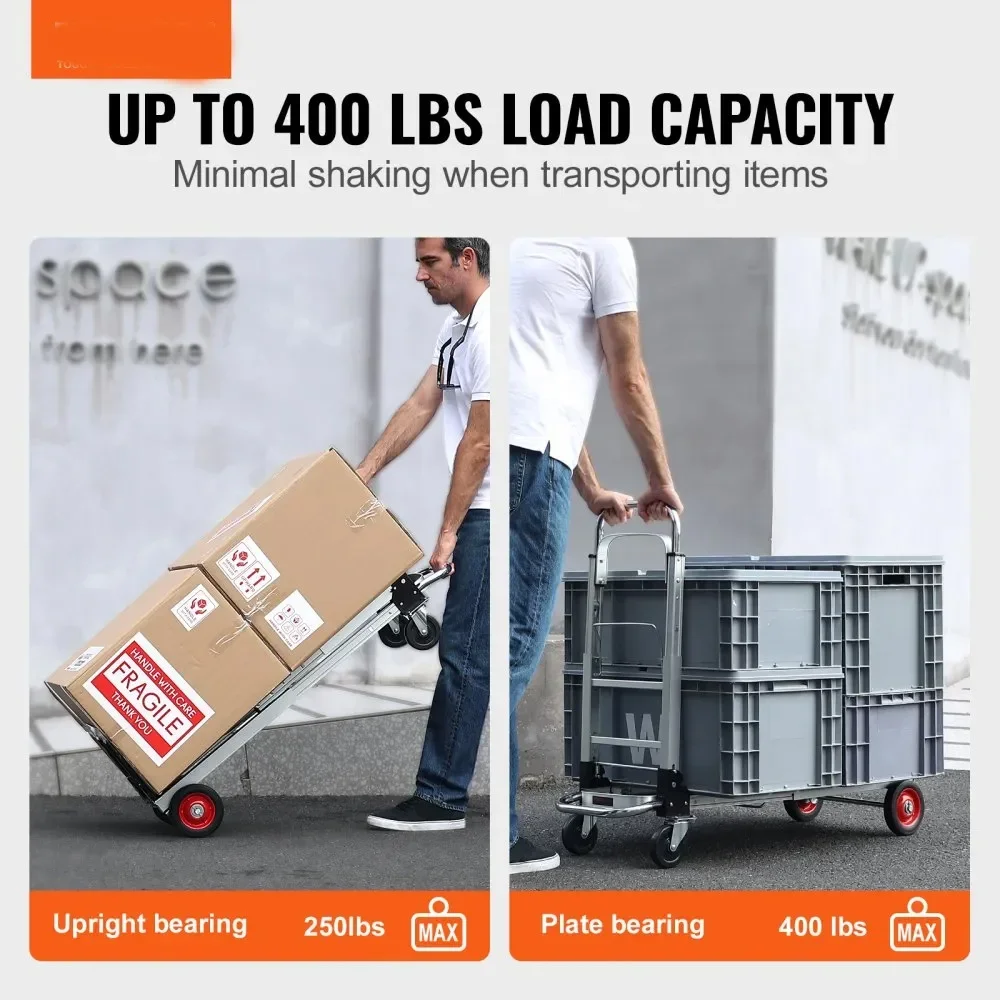 SIHAO Opvouwbare steekwagen 400 lbs lichtgewicht dolly met wielen Opvouwbare bagagewagen voor magazijntransport