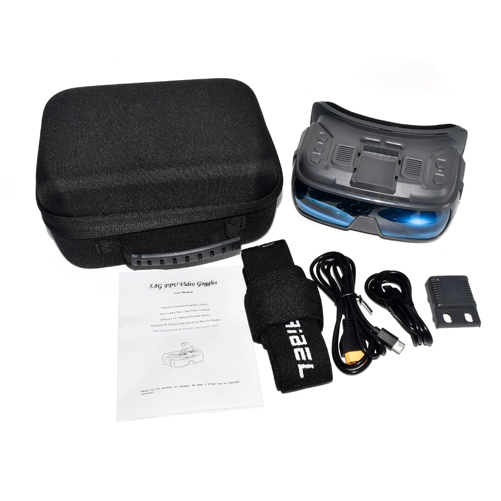 Occhiali FPV VR200 da 3,5 pollici 5.8G/3.3G/1.2G analogici con DVR 1024x600px Schermo IPS 40CH per modelli di auto RC Drone da corsa FPV analogici