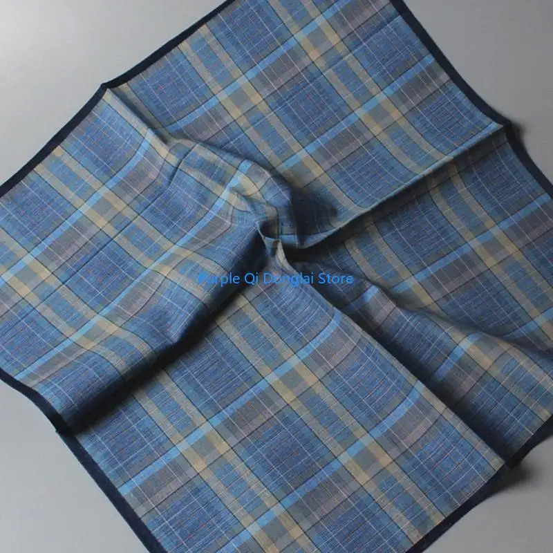 L21E Portable Hankie Male Handkerchief Lattice Pattern Soft Washable Pocket Square