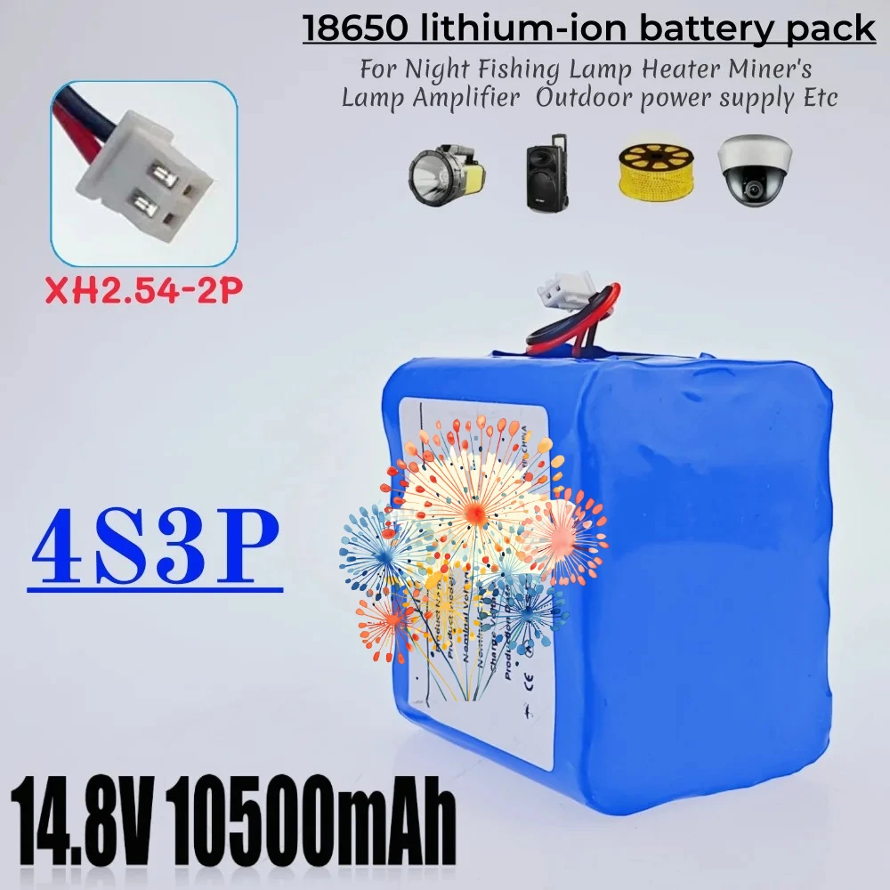 

Аккумуляторный блок 4S3P 18650 Li-ion 14.8В 10.5Ач с BMS для фонарей для ночной рыбалки, обогревателей, шахтерских ламп, усилителей и т.д.