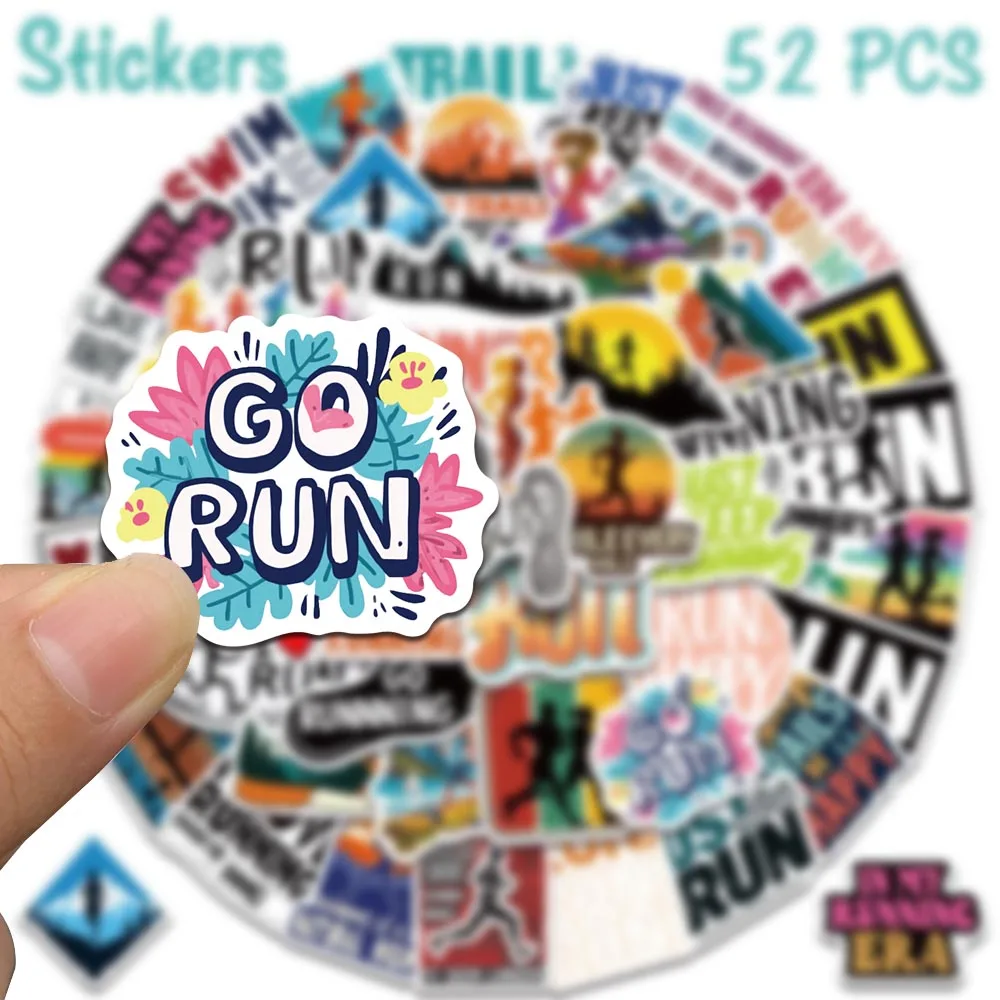 Picture 3: 52pcs Retro Running Stickers Aesthetic Trail Run & Marathon Decals For Laptop Scrapbook Suitcase Gym Bag DIY Vintage Stickers