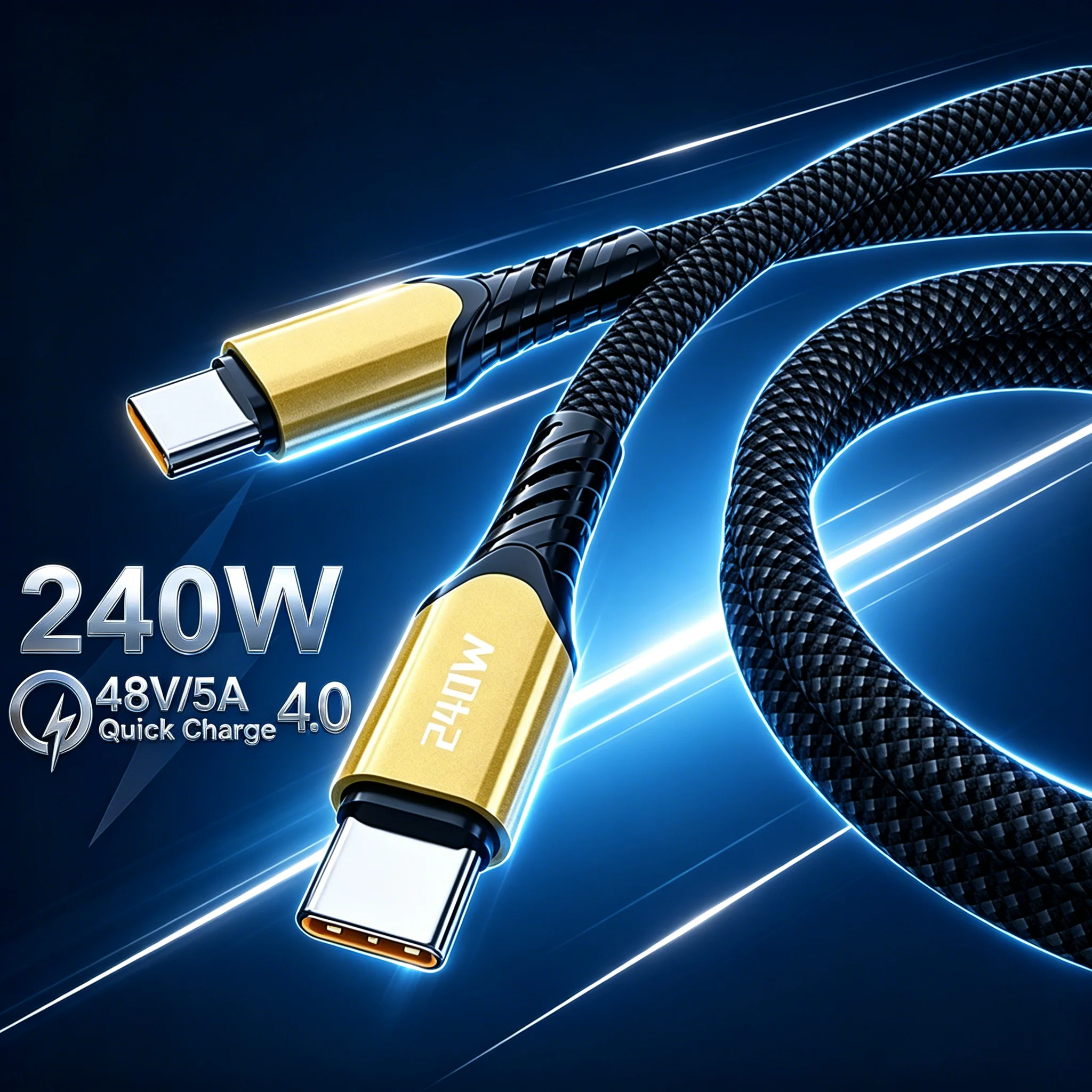 240W High Power Type C Cable Super Fast Charging Cord USB C Charging Wire for iPhone Samsung Xiaomi Home Office and Travel Use