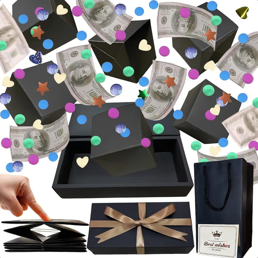 

Surprise Box Gift Box for Money DIY Folding Bouncing Gift Boxes with Confetti Surprise Gift Box Explosion for Birthday Anniver