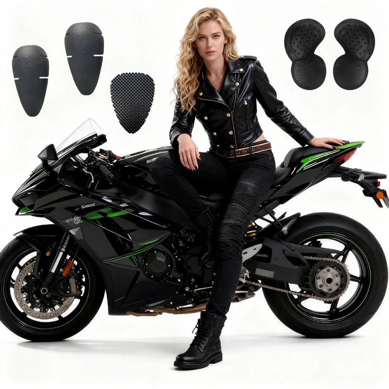 Womens Motorcycle Jeans Black Offroad Riding Pants Dirt Bike Protective Gear for Ladies