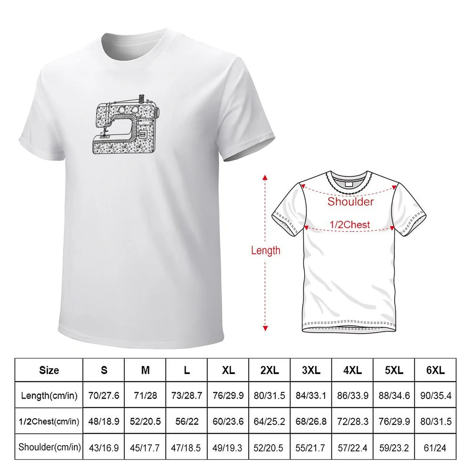 Floral Sewing Machine line art drawing by SewLalla T-Shirt animal prinfor boys plain vintage clothes men workout shirt