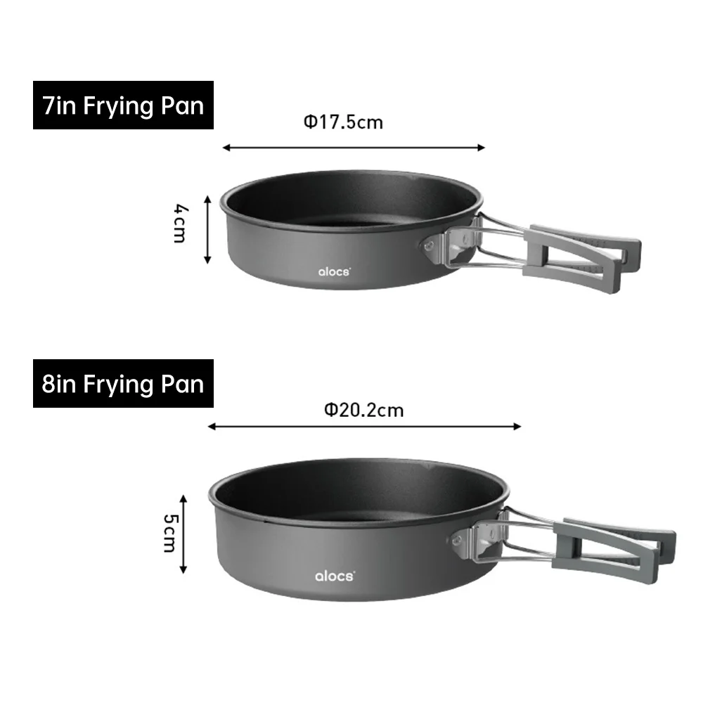 8in / 7in Camping Frying Pan with Folding Handle Aluminum Alloy Camping Cookware for Outdoor Camping Picnic Hiking