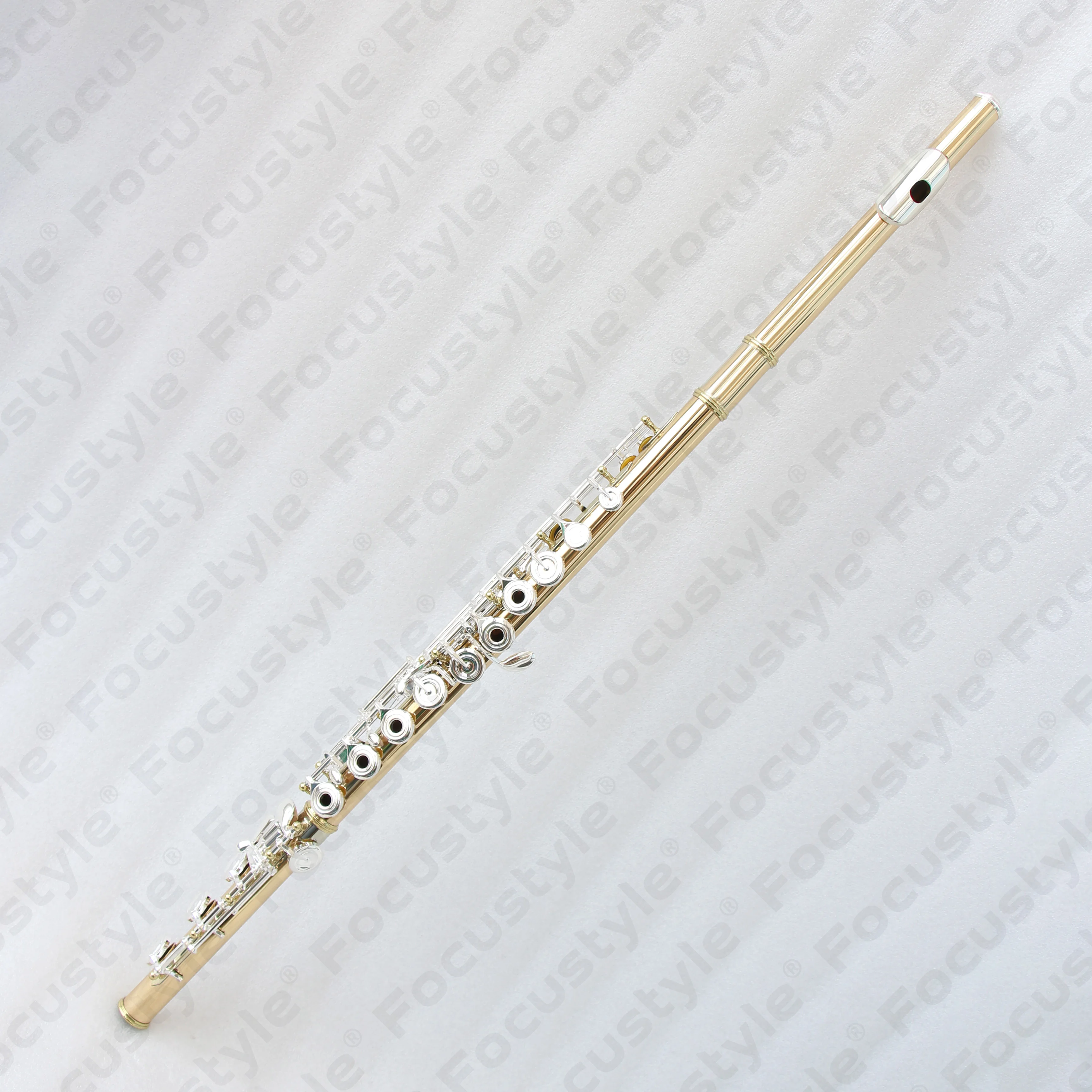 Professional Concert Flute Gold Brass Body 925 Silver Lip Plate Woodwind Musical Instrument For Performance