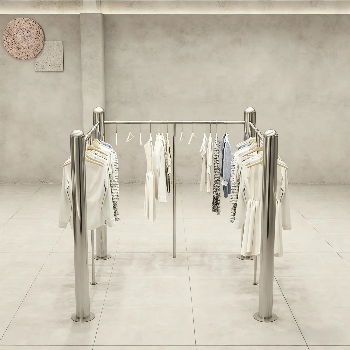 Clothing Store Display Rack Stainless Steel Display Props Clothes Hanging Hanger Boys and Girls Clothing Store Nakajima New Shel