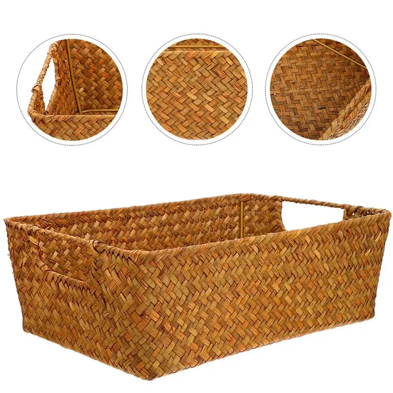 Basket Storage Baskets Woven Wicker Rattan Hyacinth Water Bread Fruit Tray Serving Box Sundries Seagrass Bins Food Snack