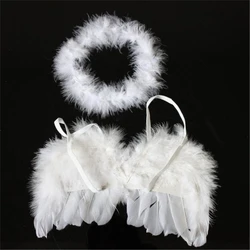 1 Set Lovely Baby Kids White Feather Angel Wings with Headband Headwear for Infant Newborn Birthday Party Costume Photo Prop