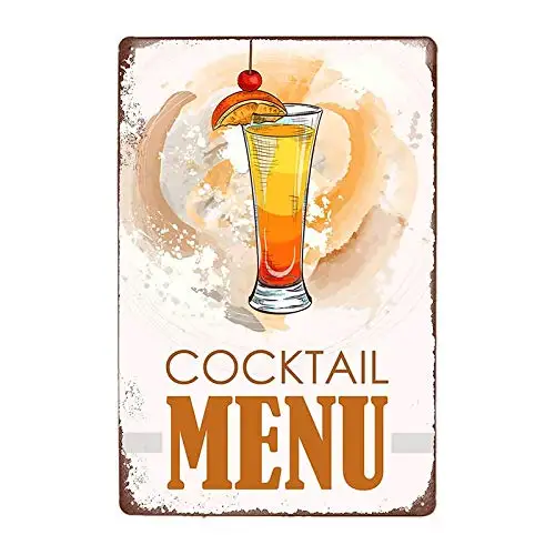 Various Cocktail Menu Retro Metal Tin Signs 8x12 Inch Kitchen Restaurant Poster Pub Bar Club Wall Decor Vintage Tin Sign qqwe-14