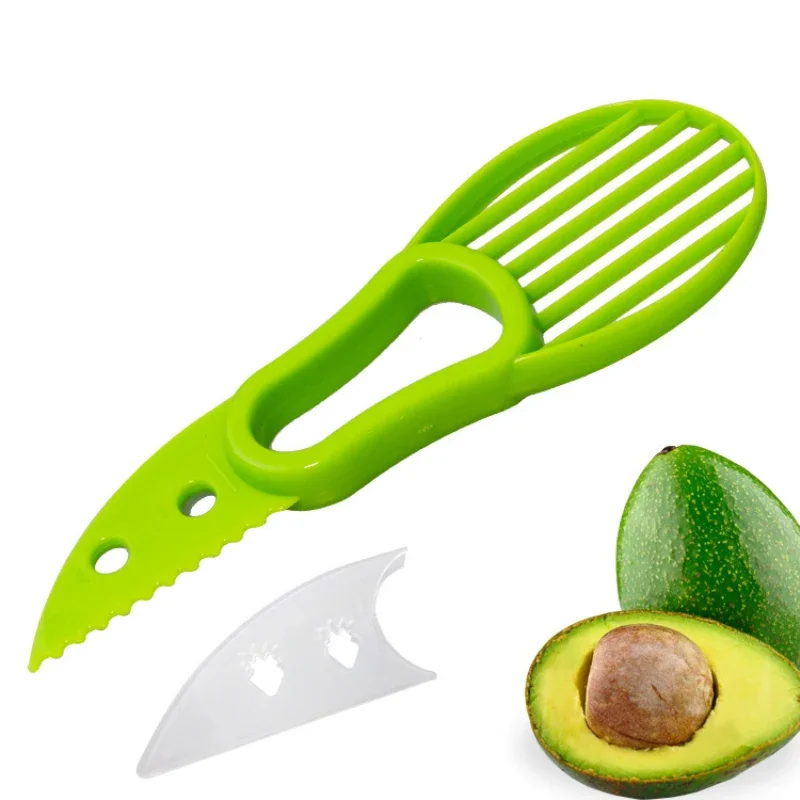 Multi-function 3-in-1 Avocado Slicer Shea Corer Butter Peeler Fruit Cutter Pulp Separator Plastic Knife Kitchen Vegetable Tools