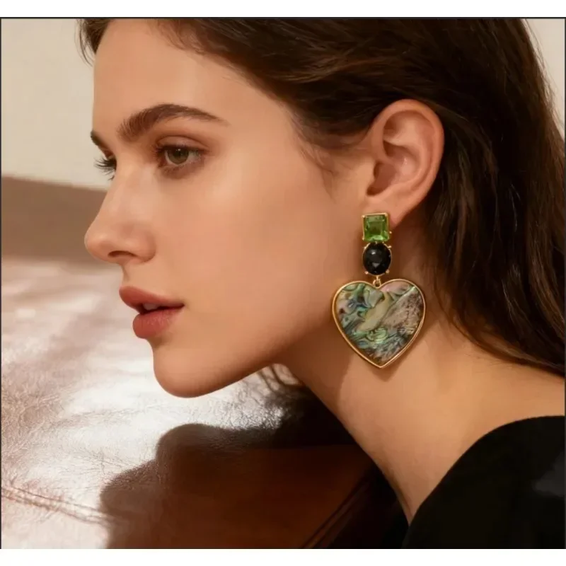 Fashionable, Exquisite Natural Abalone Shell Stud Earrings Luxury-inspired, Niche, Sophisticated Ear Adornments