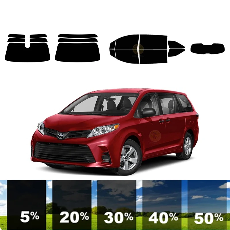 

Предварительно вырезанная съемная тонировочная пленка для окон для автомобиля, 100% УФР, 5%-35%VLT, теплоизоляция, карбон ﻿ Для TOYOTA SIENNA MINI VAN 2021-2023
