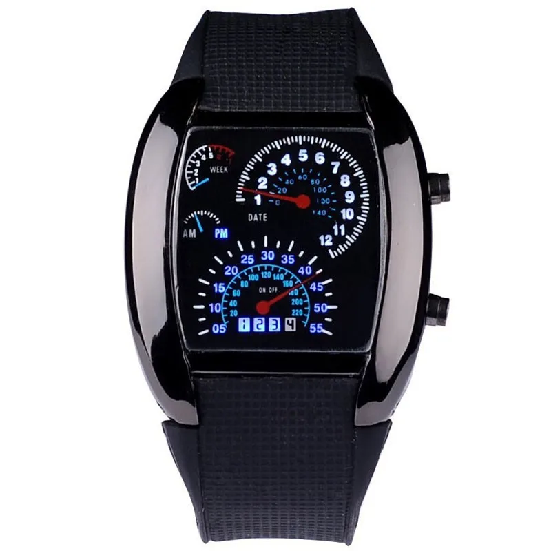 

2024 Men’s Fashion Quartz Wristwatch Sports Aviation LED Electronic Watch Fan Racing Dashboard Creative Male Watch for Men