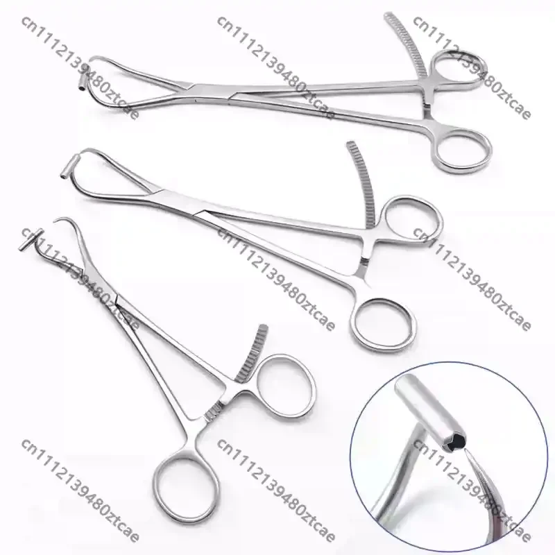 Orthopedic pointed reduction forceps with guide hole, serriless head design, stainless steel autoclavable surgical instrument