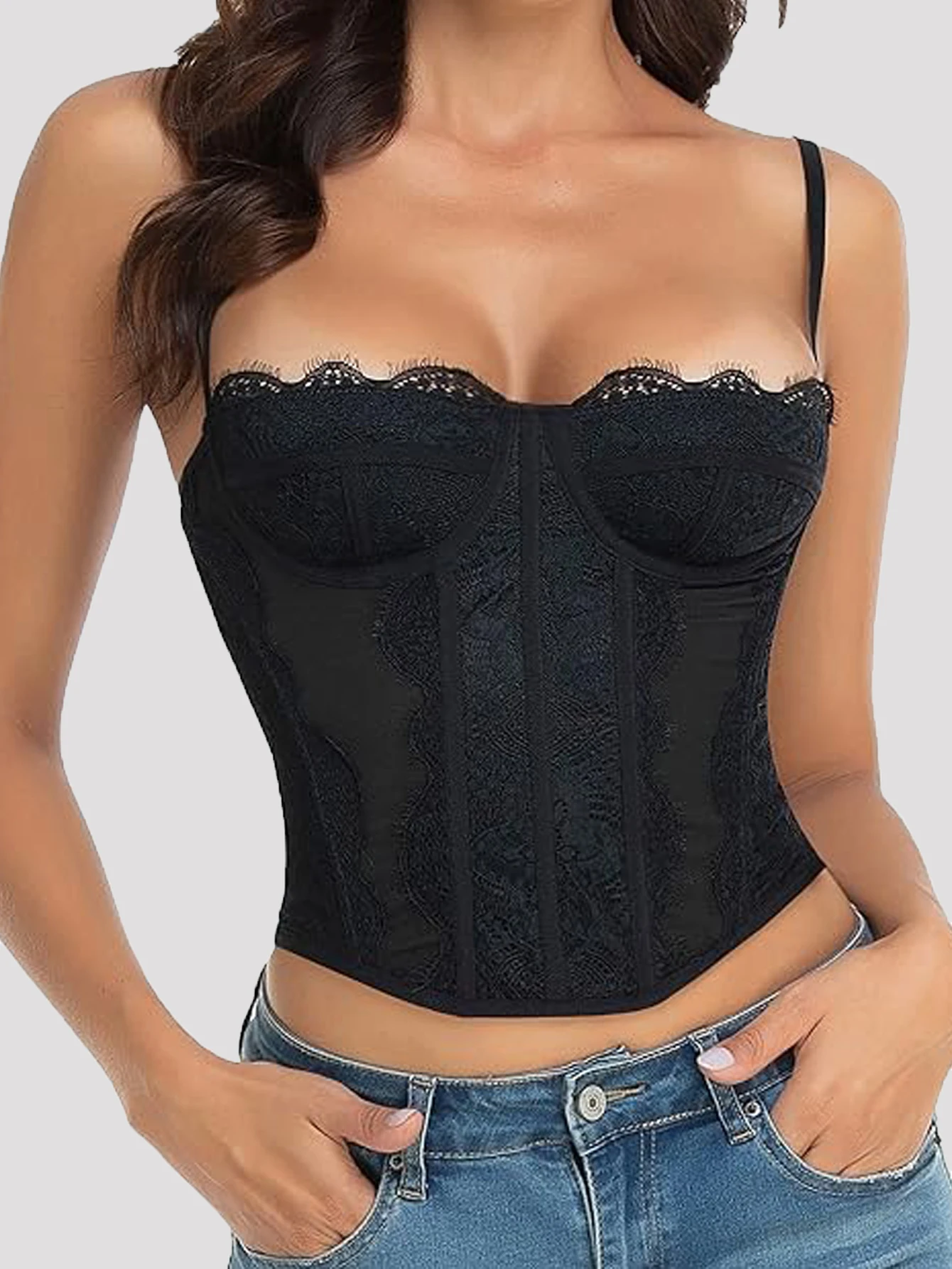 1pc Lace Bustier Corset Tops for Women Sexy Going Out Party Club Top with Buckle Sexy Wedding/Party Wear Waist Trainer Vest