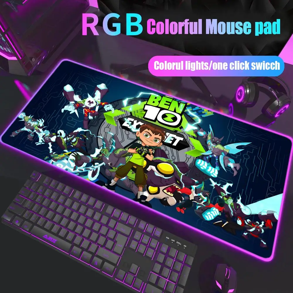 

Ben 10 Mouse Pad Gamer Rgb Desk Mat Back Light Led Mousepad Setup Gaming Accessories Deskmat Big Mousepad Backlight