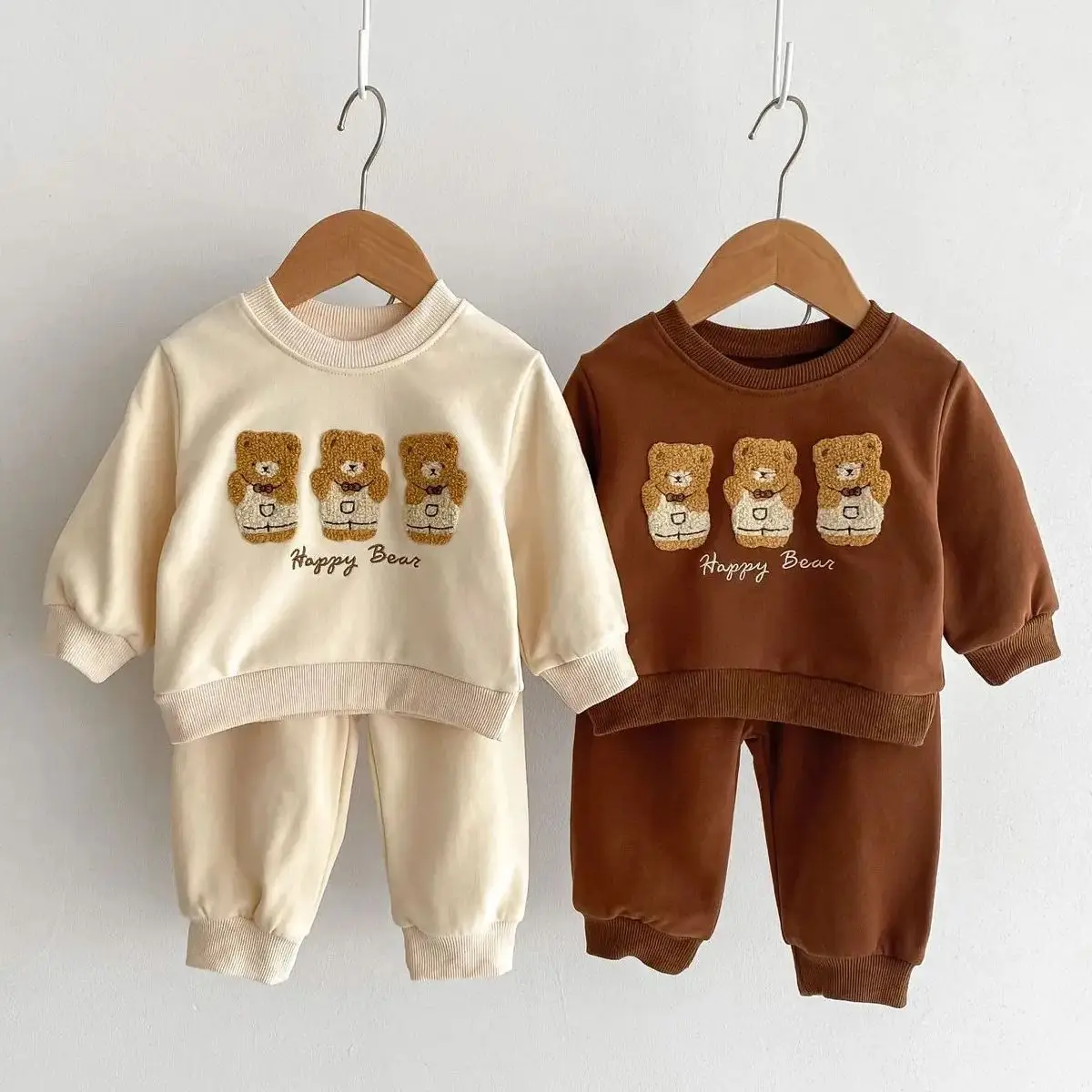 

Autumn Winter Toddler Baby Outfit Set 2 Piece Sweatsuit Cute Cartoon Bear Tops With Pants For Soft Infant Baby Casual Tracksuits