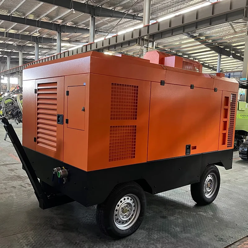 Portable 21bar 19m/min Screw Diesel Engine Air Compressor 191KW Two Stage Oil Cooled 4 Wheels Mining Drilling Work