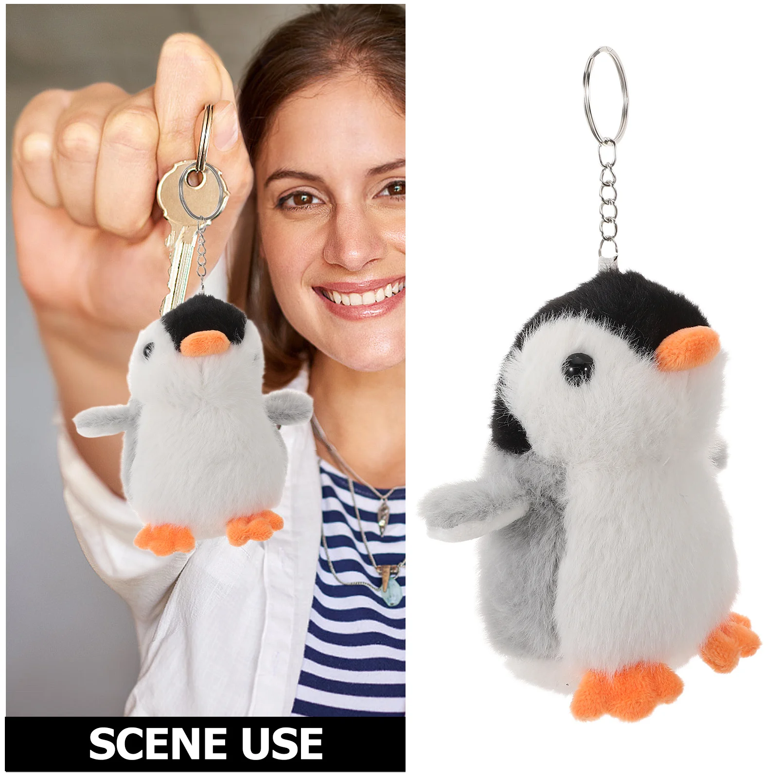 2 pçs bonito pinguim chaveiro animal de pelúcia pingente cinza claro para mochila bolsa chaves do carro kawaii dos desenhos animados chaveiros jóias