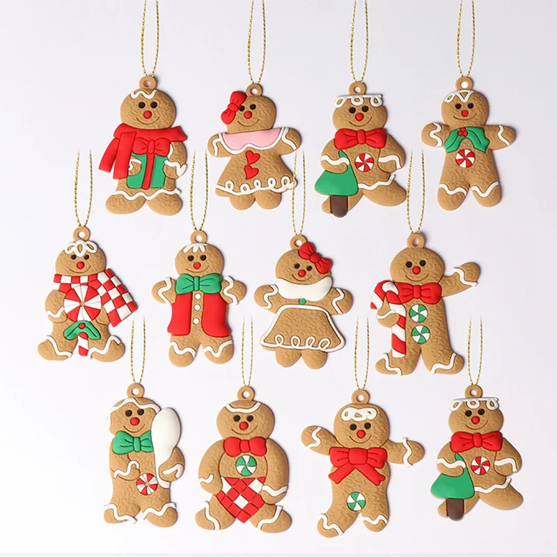 Gingerbread Man Christmas Pendant Twelve DIY Christmas Scene Gift Box Pendant Christmas Tree Decorations Christmas Gifts