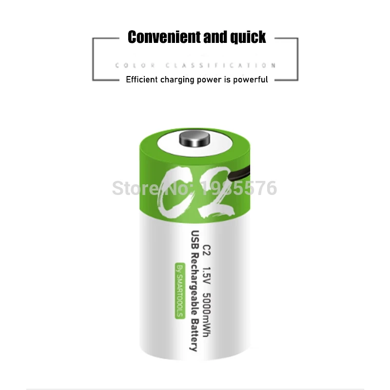 1.5V 5000mWh C Kích Thước Lithium Li-Polymer Loại C USB Sạc Pin Sạc USB Bộ Dây Cáp