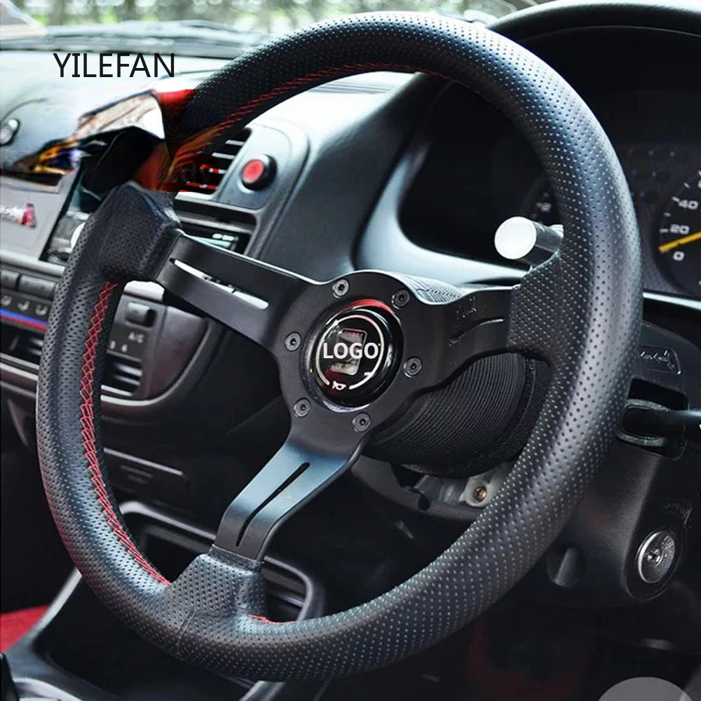 

Universal Racing Steering Wheel 6 Bolts with Horn Button Include Cable Wrench