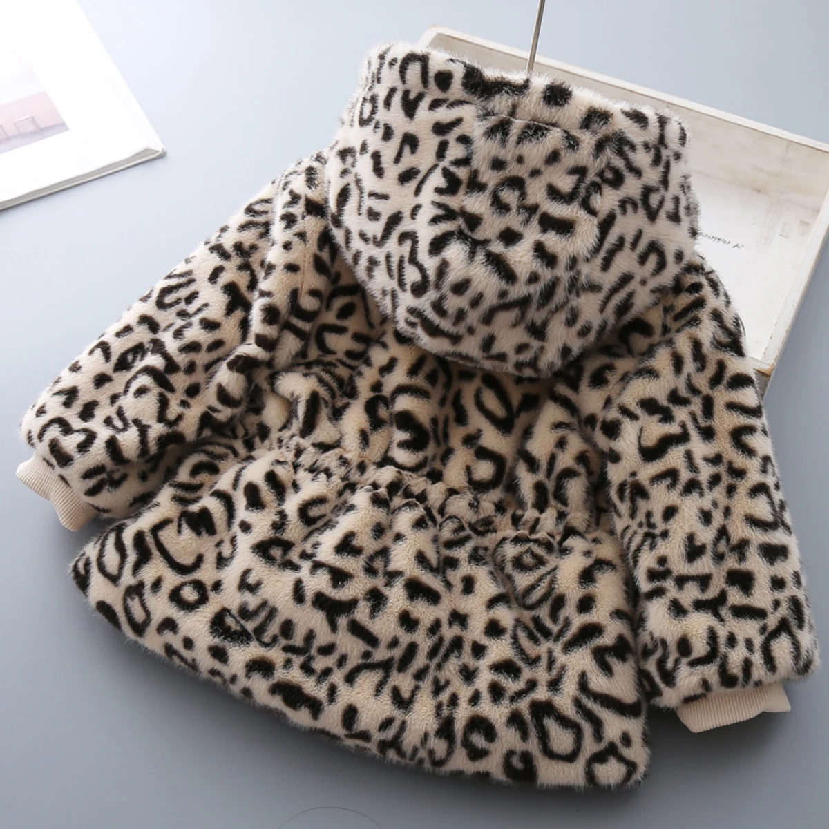 

Winter toddler kids girls' clothes baby leopard print fur coat jackets for children girls' cloth outfits thick outerwear jackets