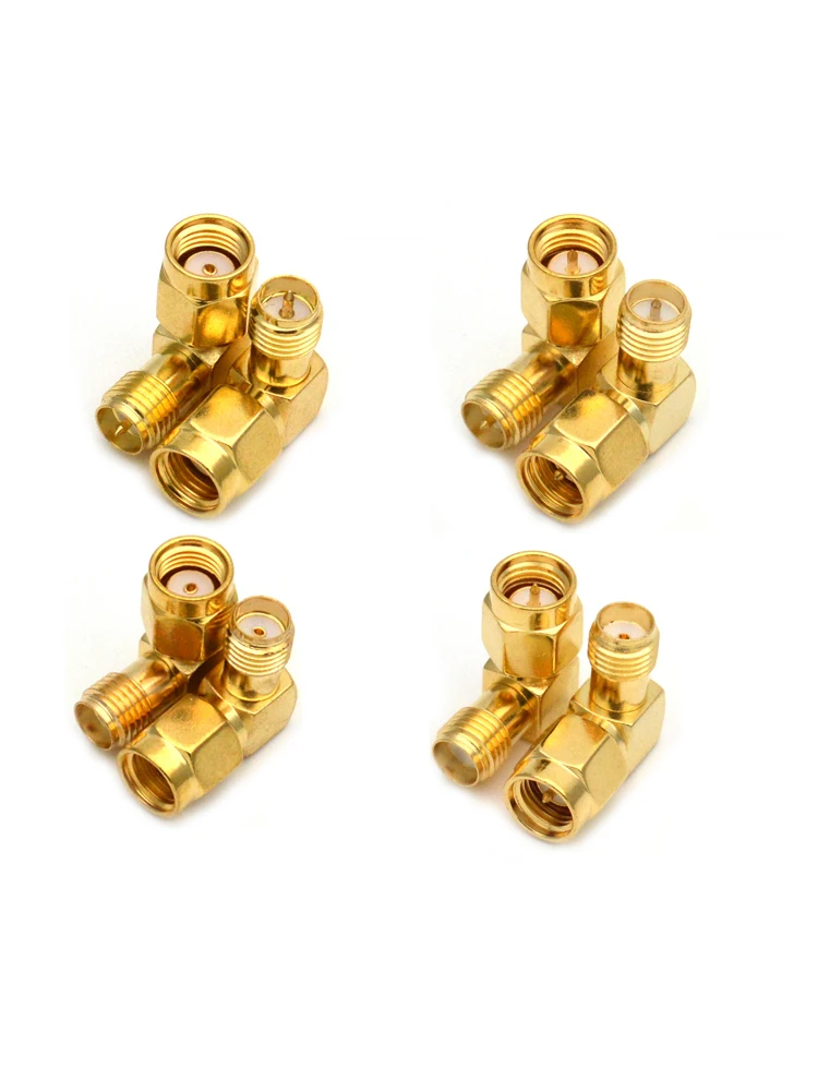 1 STÜCK SMA auf SMA-Stecker 90 Grad rechtwinkliger RPSMA-Stecker auf RP SMA-Buchse-Adapter für WIFI-Antenne / FPV-RF-Konverter Gold – Detail 3
