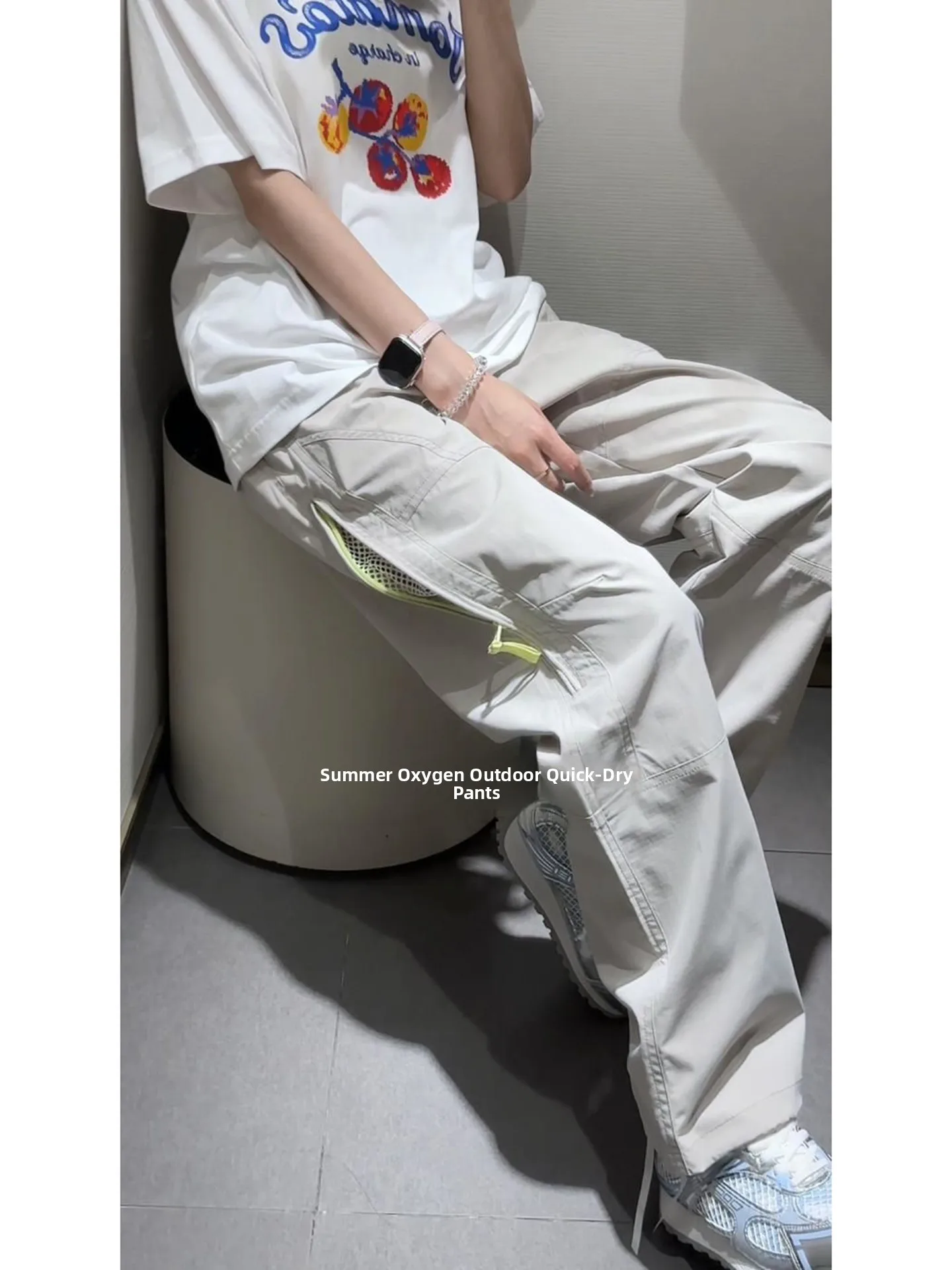 Qui Dry Me Breathable Work Trousers Men's Summer American Slant Cut Casual Pants Side Zipper Function  Trousers