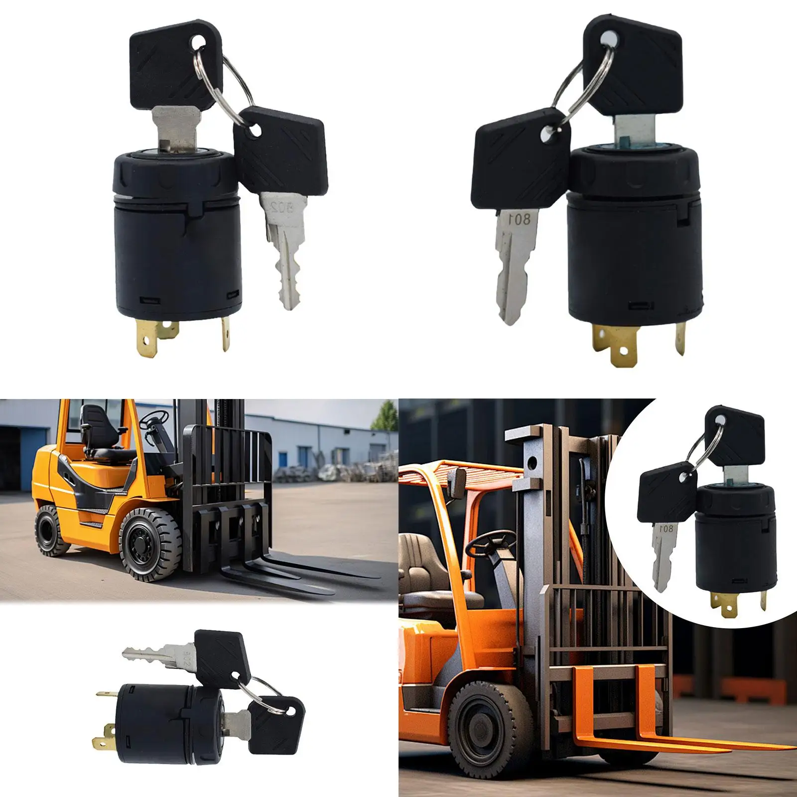 

Forklift Part Key Switch Metal Ignition Starter Switch Universal Accessory for Electric Forklift Gear System