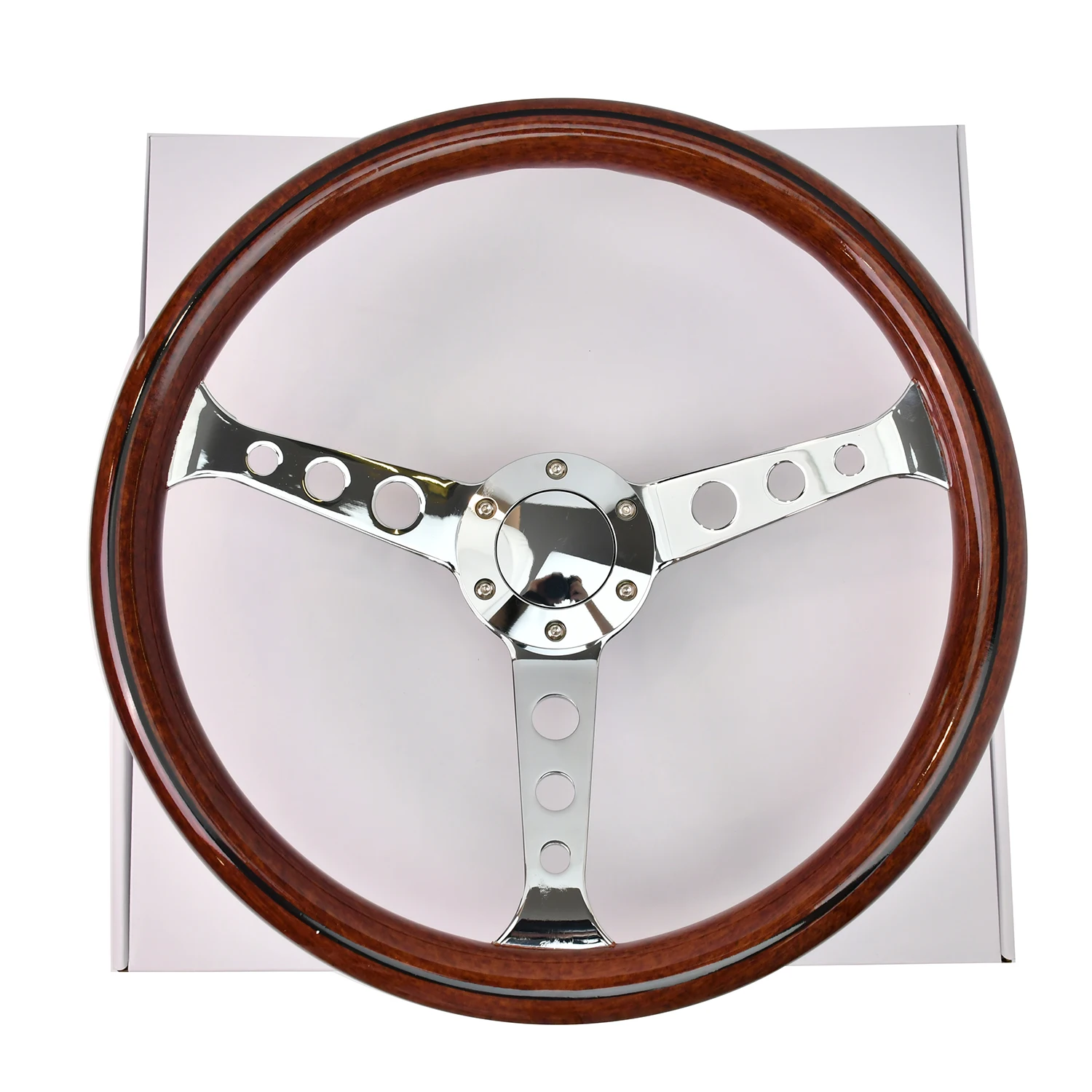 Copy Wood Racing Steering Wheel 14 Inch Abs Aluminum Alloy Cars Accessory Auto Parts 370mm Universal Steering Wheel 3
