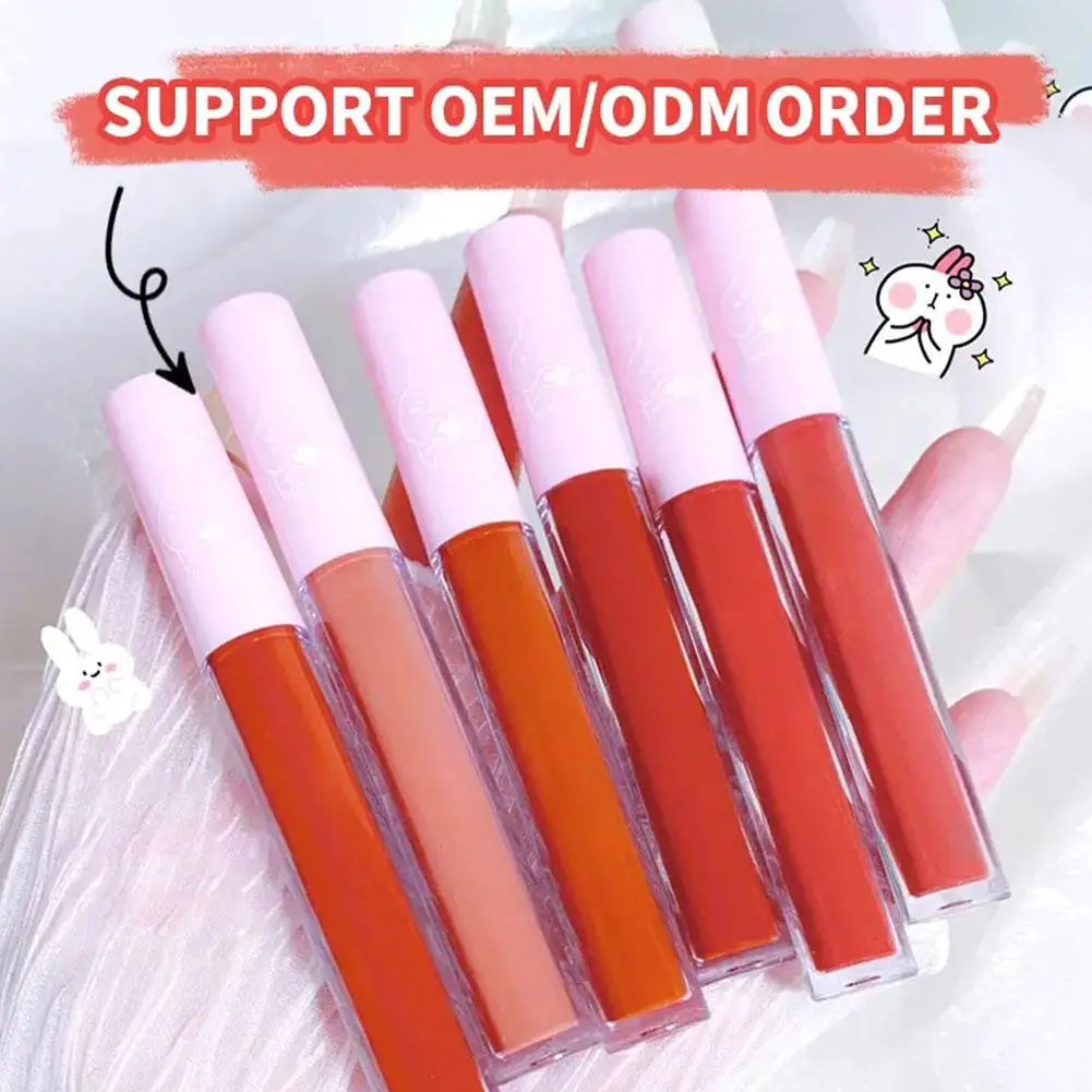 6pc/Sets Lip Gloss Waterproof Lip Glaze Long Lasting Not Lip Velvet Makeup Fading Lipstick Matte Cup Non-stick Cosmetics Gl K0H2