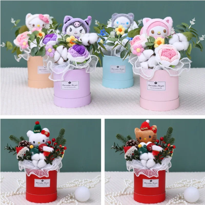 

Мультяшная плюшевая кукла My Melody Kuromi Cinnamoroll Kt Cat, креативный букет ведра для объятий, подарок на день Святого Валентина, Рождество, выпускной, день рождения