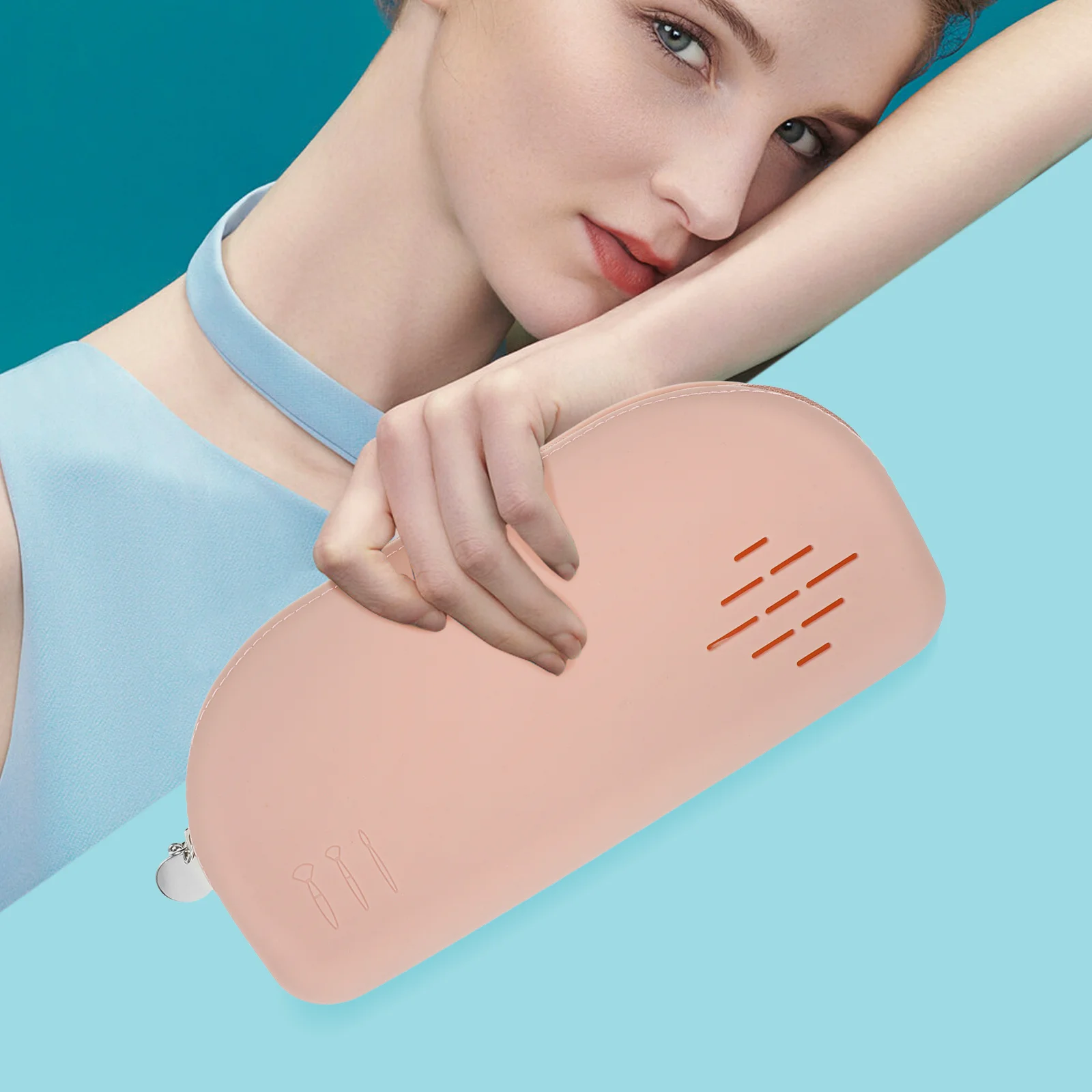 حامل فرشاة مكياج من السيليكون، منظم للسفر، خفيف الوزن، سعة كبيرة، حقيبة تخزين لفرش المكياج #5