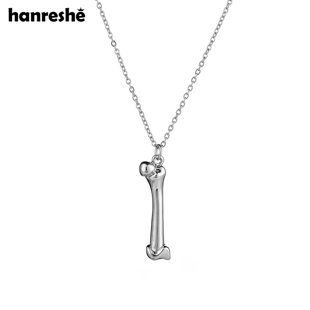 

Hanreshe Medical Femur Pendant Necklace Quality Stainless Steel Metal Skeleton Necklaces for Woman Doctor Nurse Jewelry Gift