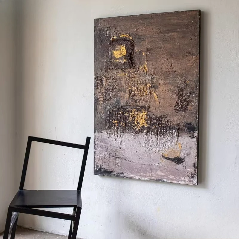 

Абстрактная текстурная картина маслом «Ветер песка» в стиле Ваби-саби с утонченным дизайном