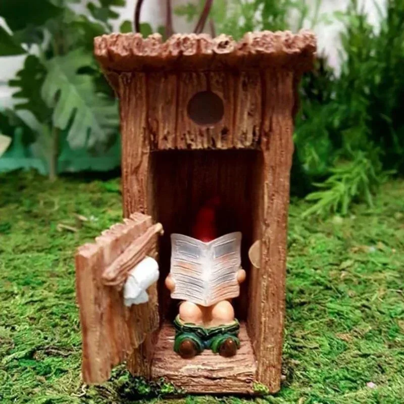 

Reading Book Gnome Statue Sculpture Forgot Closing Door Resin Funny Vivid Naughty Dwarf Figurine Ornament Garden Decor Art Craft