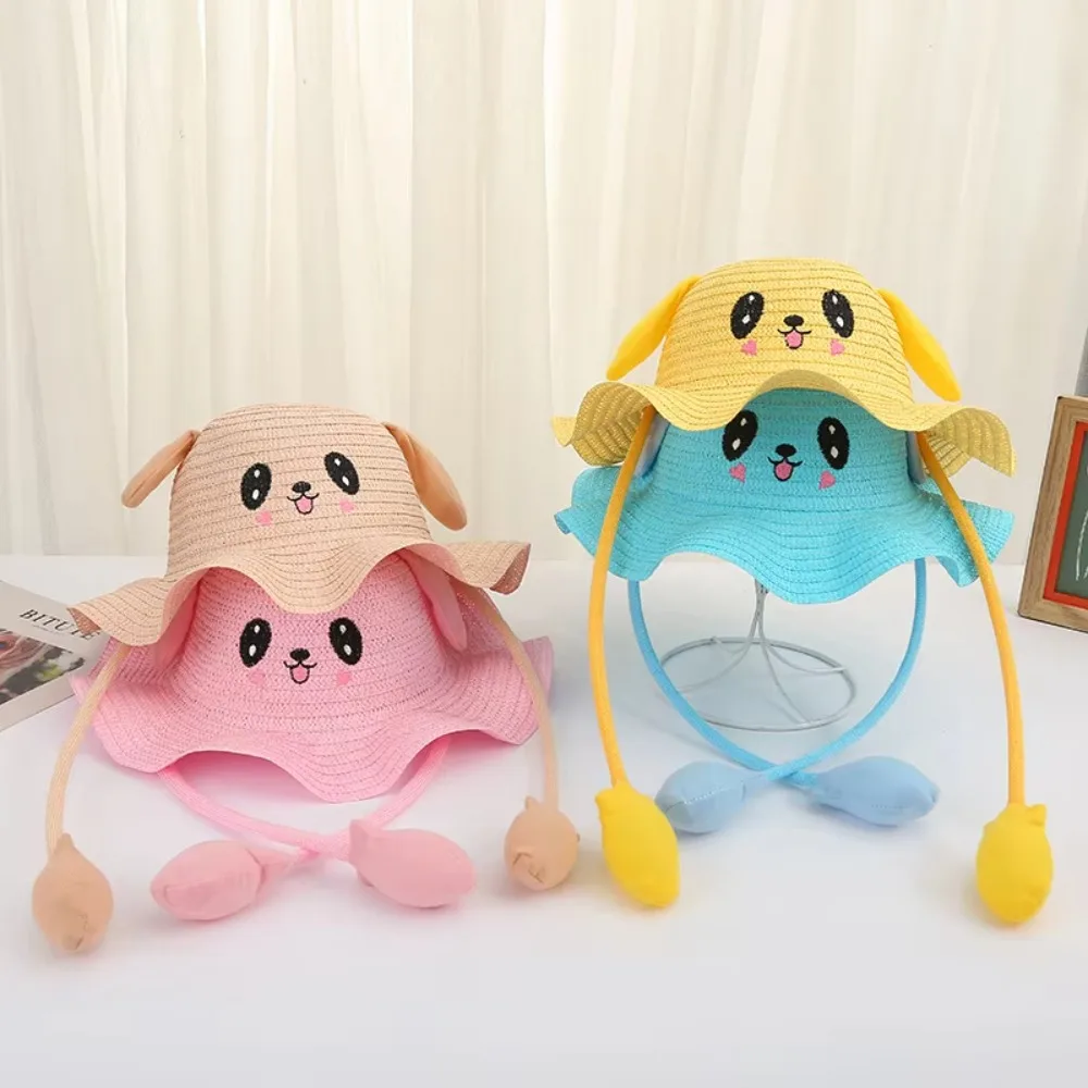 

Многофункциональные соломенные шляпы с широкими полями кролика, дышащие солнцезащитные детские шляпы с подвижными ушками, шляпа от солнца, летняя шляпа для девочек и мальчиков