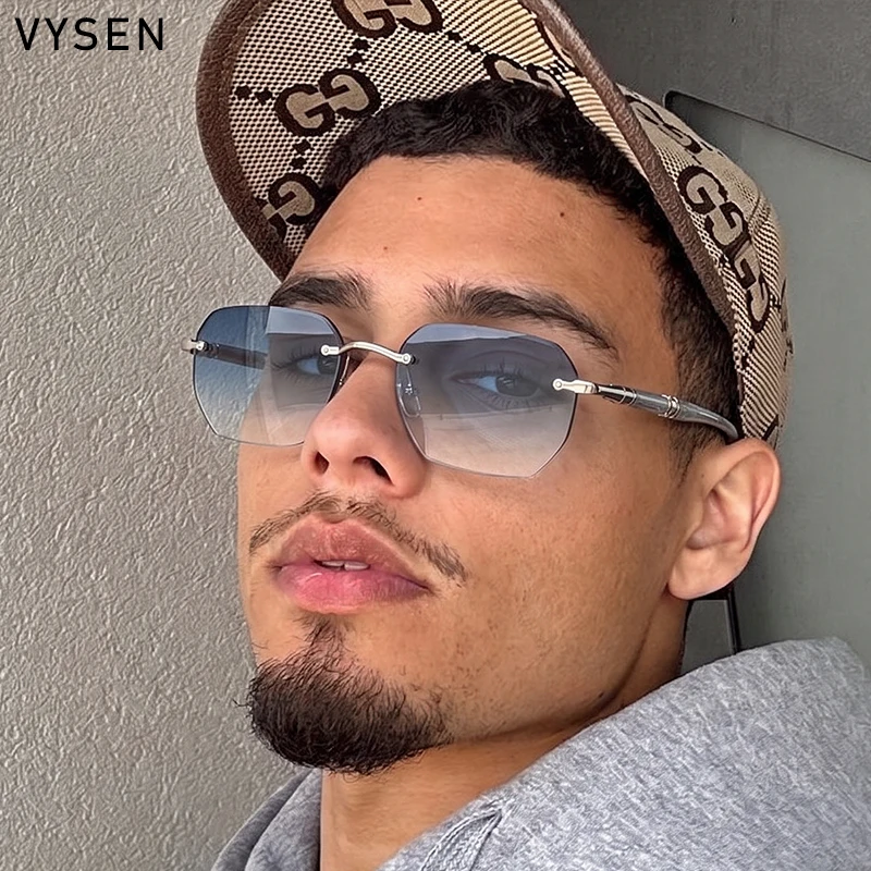 Steampunk Vintage Rimless Square Sunglasses Men 2026 Luxury Designer Geometric Polygon Sun Glasses Shades Driving Eyewear UV400