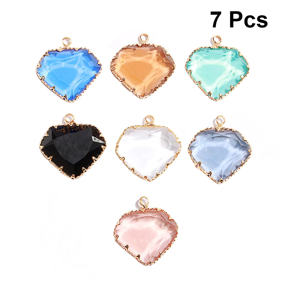 

7 шт. кристаллических стеклянных подвесок в форме геометрического сердца, уникальные аксессуары для самостоятельного изготовления украшений, для ожерелья, браслета, брелока, скрапбукинга, подарка