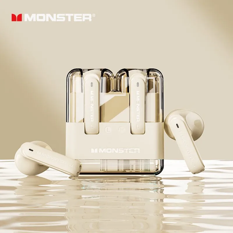 Monster XKT12 سماعة لاسلكية تعمل بالبلوتوث 5.3 سماعات TWS Hifi ستيريو الألعاب الرياضة الموسيقى سماعات أذن مقاومة للماء HD دعوة مع ميكروفون سماعة