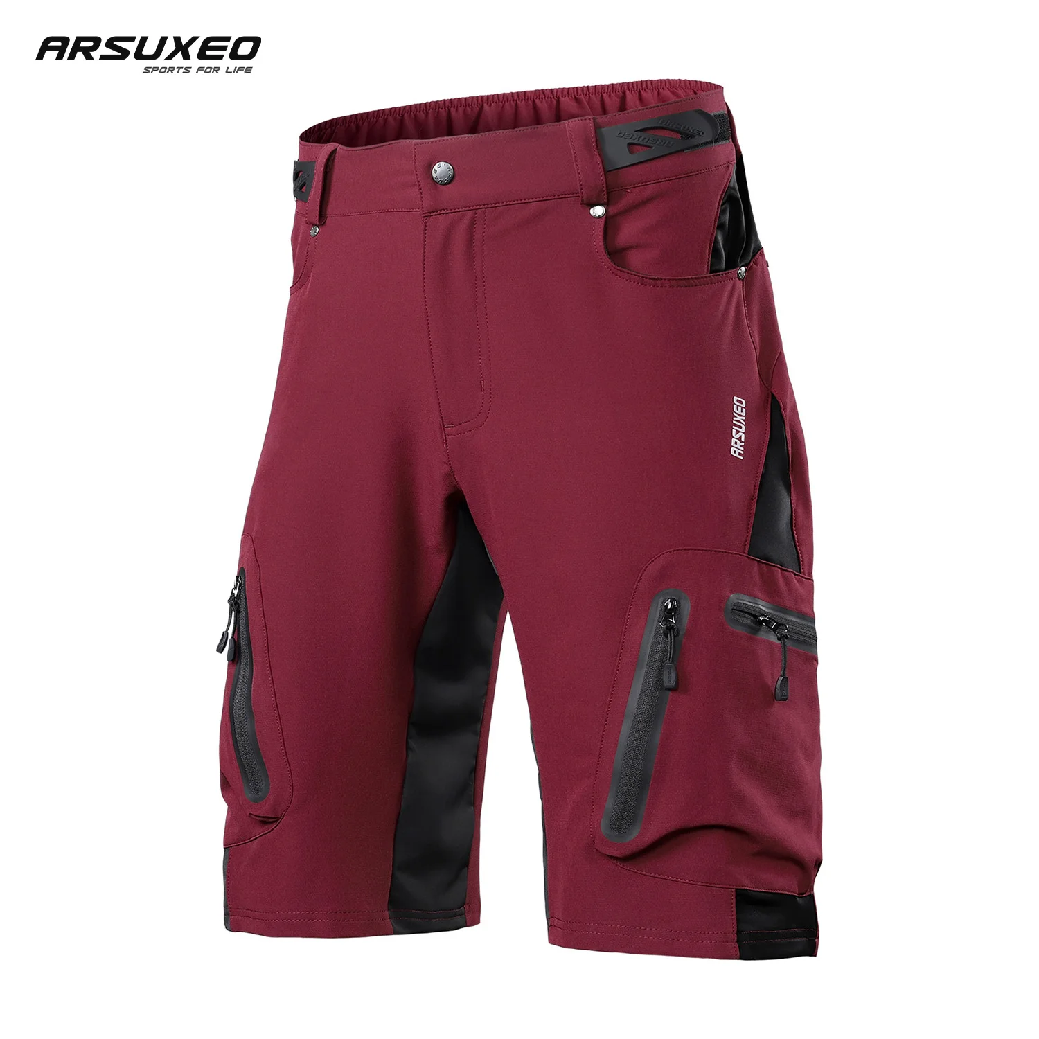 ARSUXEO Men's Cycling Shorts Bicycle Loose Fit MTB Downhill pants Outdoor Sport Clothing Reflective Training Seven Pants