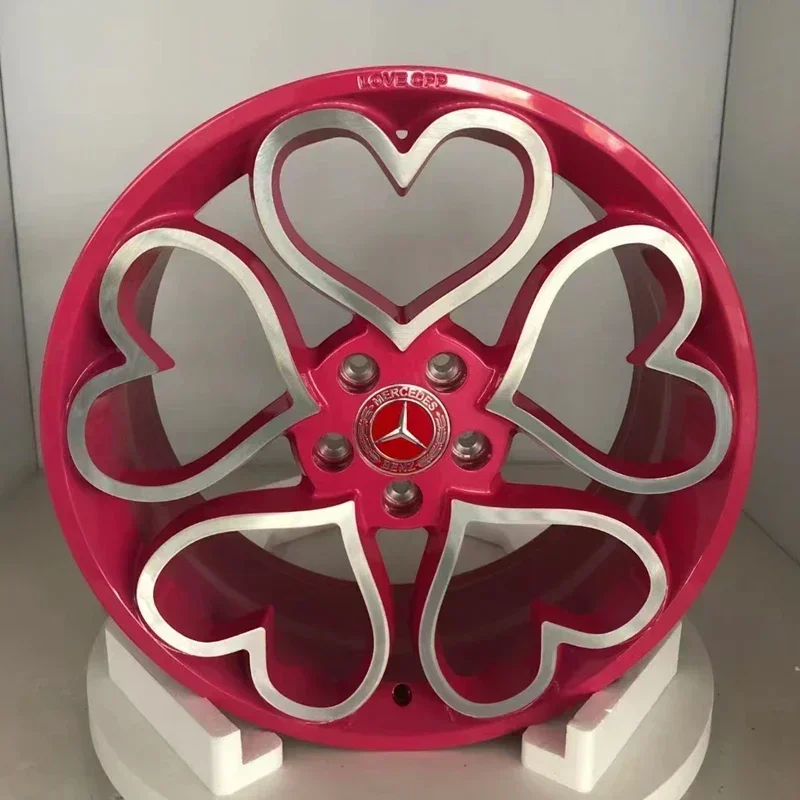 for 100% Custom Personalized Alloy Forged Wheel Rims Love Spoke Pink Heart Design Fit  Lamando BMW Audi Wheels New Condition