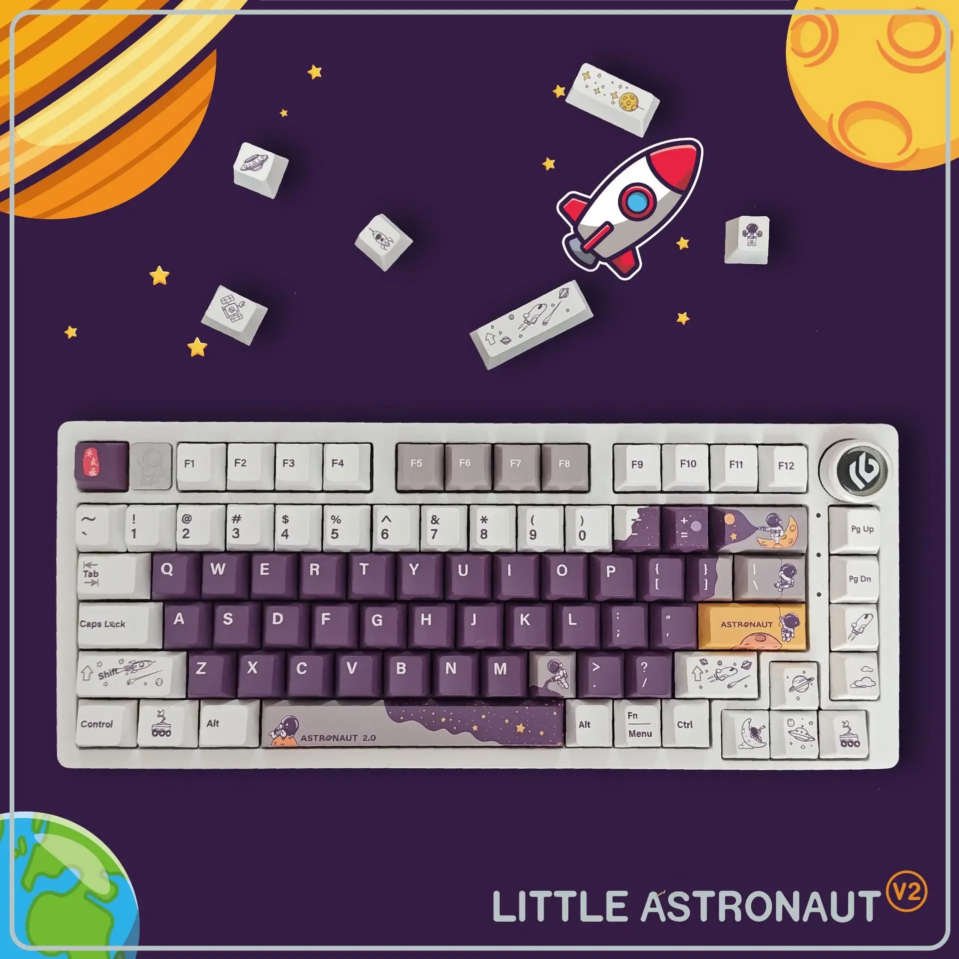 

Space theme five-sided sublimation original factory high blackout PBT original keycaps custom keyboard wooting