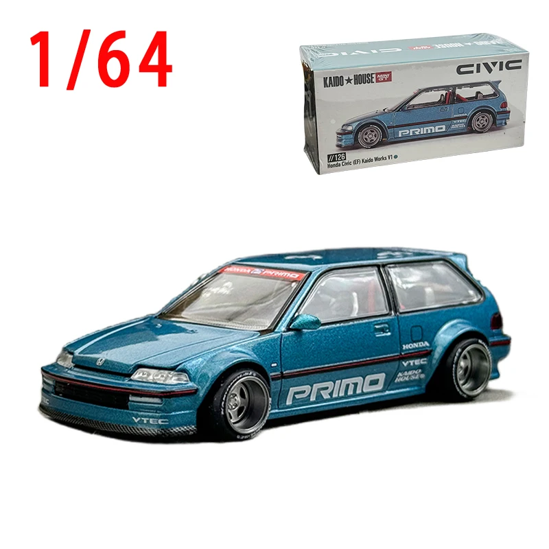 Diecast 1/64 Scale MINI GT Honda Civic EF Sports Car Model Alloy Nissan Honda Civic EF Car Model Collection Decoration