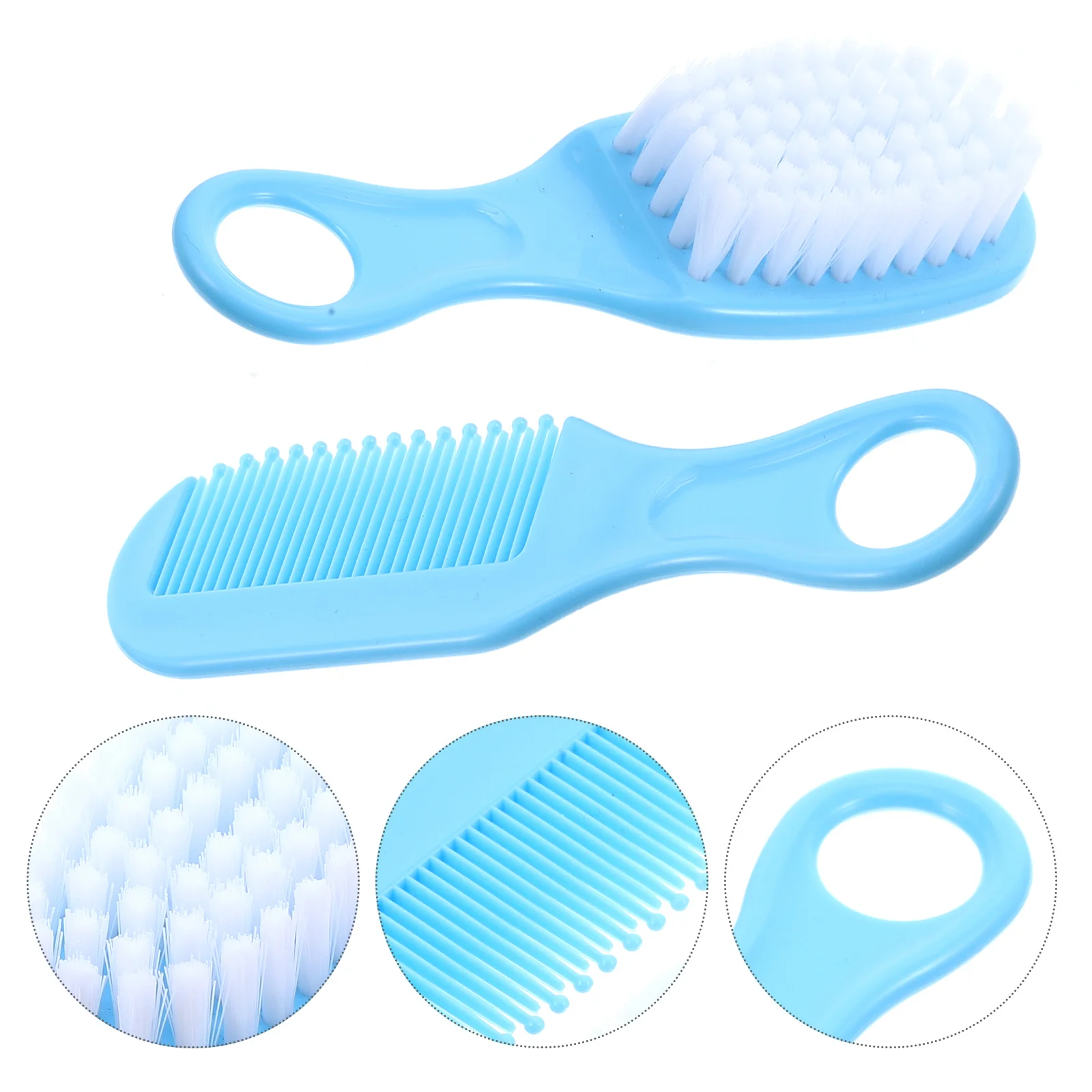 

1Set Massage Comb Brush Kit for Baby Newborn Infant Hair Care Anti-Static Smooth Circulation Promoting Brain Development Blue