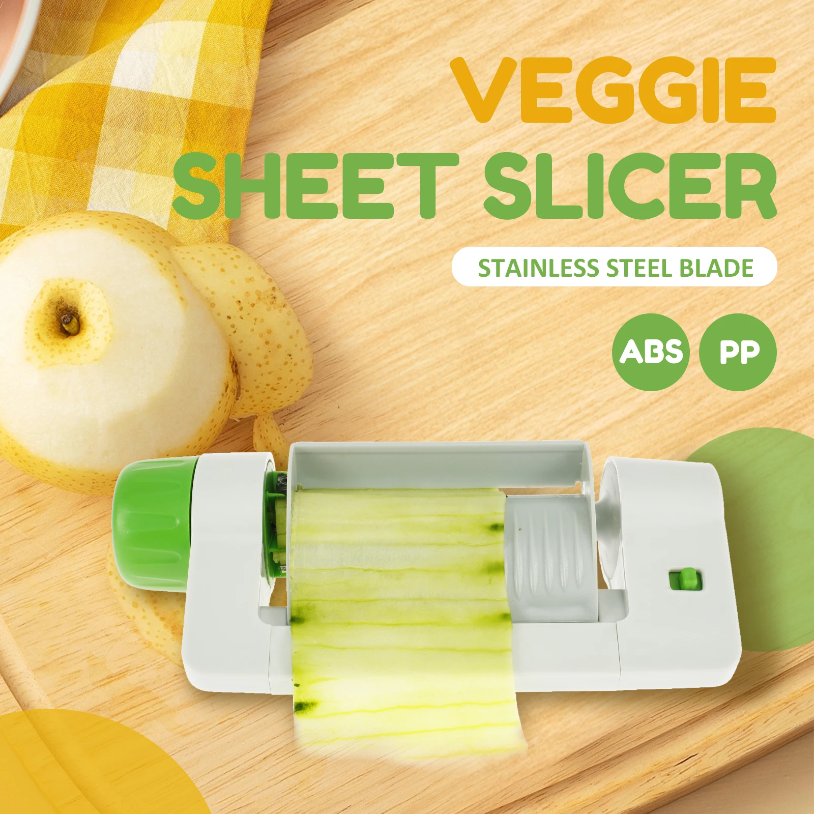 4Pc Fruit Sheet Slicer Stainless Steel Fruit and Vegetable Cutter Veggie Sheet Peeler Handheld Kitchen Fruit Veggie Sheet Slicer